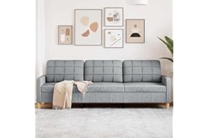 Emmtore Sofá de 3 plazas de Tela Gris Claro 210 cm