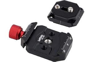 LEFTFOTO Kamera-Schnellwechselplattenklemmen-Set mit 1/4 Zoll bis 3/8 Zoll Schraubgewinde, Set enthält Arca Swiss Style Klemme und Schnellwechselplatte, Kugelkopf, Kimbal-Stabilisator.