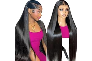 Beluck Straight Human Hair Wig For Black Women, 13X6 HD Lace Front Wigs Human Hair 180 Density, Glueless Wig Human Hair Pre Plucked With Baby Hair, Brazilian Real Human Hair Lace Frontal Wig 24 Inch