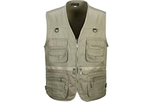 PENGGENGA Hommes Multi-Poches Gilets De Pêche Casual sans Manches Lâche Veste