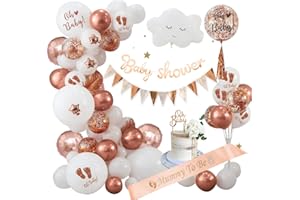 VICTERR Baby Shower Niña, Decoracion Baby Shower Oro Rosa Unisex Baby Shower Globos Mummy to Be Faja Pancartas Decoración Bautizo Niña Baby Shower Adornos Tartas Oh Baby Fiesta de Revelacion Sexo Bebe