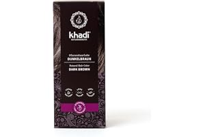 khadi DARK BROWN Natural Hair Colour - Hair Colour for deep, shiny dark | Permanent hårfärg för glänsande mörkbrun till kraftig svartbrun; Ayurveda vård, 100% certifierad naturkosmetik