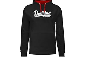 Shirtracer - Pullover Herren Frauen Hoodie Kontrast zweifarbig - Sprüche Statement mit Spruch - Dorfkind und stolz Drauf