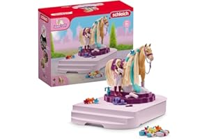 SCHLEICH Horse Club 42617 Sofia's Beauties Pflege und Styling Station mit Pferd mit Mähne und Reiterin - 54-Teiliges Set mit Pflege und Zubehörkiste mit Sofia-Figur, Pferde Spielzeug ab 4