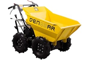 ‎DENQBAR DENQBAR Mini-Dumper DQ-0289, Muldenkipper mit 4-Takt Motor, 300 kg Tragkraft, Motor-Schubkarre mit Allradantrieb, benzinbetrieben, schwarz-gelb