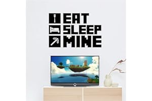 StickerDeen | Eat Sleep Mine Quote - Gaming Kids Boys Girls Teenager Bedroom, Man Cave Room Home PC, PS5 Craft Wall Art Vinyl Decal Sticker Gift | (Large) (Black)