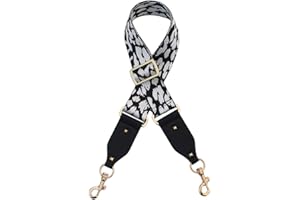 SANTIMON Bandoulière Anse de Sac Sangle Reglable Simili Cuir Femmes Lanière Épaule Chaîne pour Sac à Main Pochette avec Métal Mousqueton Léopard(Gris)