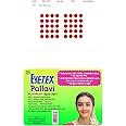 Eyetex Pallavi Sticker Bindi/Pottu|Round|Aloe Vera & Papaya Extracts|Breathable Non-Irritating Velvet Fabric|P5|Red|20 Flaps