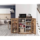 ZEYTUN Walnut Multi-Purpose 165 Degree Openable Short Pantry Kitchen Cabinet with 2 Lids