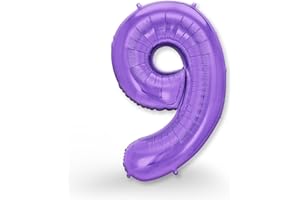 FUNXGO® Ballon Géant Numéro 9 Violet - Ballon décoration anniversaire 9 ans - Déco anniversaire 9 ans fille ou garçon - Gonflables à l'Hélium - Idéal pour Fêtes Filles et Garçons