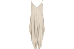 WearAll - Mujeres Lagenlook Sandalia Holgado Harén Mono Vestido Superior Mono Corto