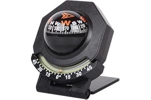Goowafur Auto-Kompass-Armaturenbrett, Marine-Kompass für Boote - Faltbarer kugelförmiger Autokompass, um 180 Grad verstellbar,Tragbarer hochpräziser Marinekompass mit integriertem Neigungsmesser für
