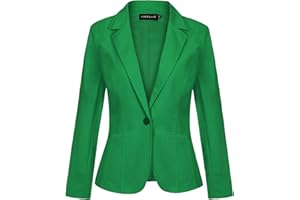 LADI TREND Womens Blazer Suit One Button Jacket Blazers Notched Lapel Workwear Elegant Slim Fit Long Sleeve