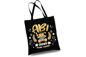 GLUCKGESCHENK Abitur 2025 Geschenke, Schwarz Baumwollbeutel mit Spruch ABI 2025 in DER TASCHE, Matura Geschenk, Bestandene Prüfung Geschenk für Mädchen