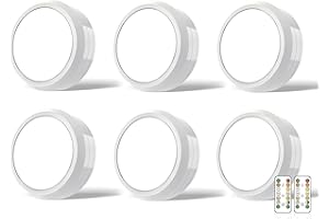 MOUJUCHI eclairage led cuisine sous meuble, 6 PCS spot led sans fil lampe de placard lumiere led sans fil avec télécommande et fonction minuterie - Blanc