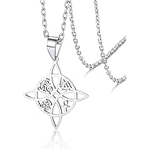 Kkjoy Collana Con Ciondolo Nodo Della Strega In Acciaio Inossidabile - Simbolo Celtico Wiccano, Catena 45+5 Cm, Per Donne E Ragazze - 3