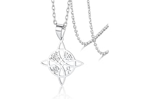 VASSAGO Collana con nodo da strega, per donne e ragazze, con ciondolo a forma di nodo celtico, in acciaio inossidabile, gioiello per strega pagana, regalo di buona fortuna