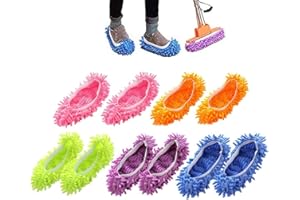 CSUNTIKULO 5 Paires (10pcs) Couvre - pantoufles de nettoyage - chaussons multifonctions en microfibre - Chaussures Multifonctions en microfibre réutilisables pour nettoyer les sols et les cheveux