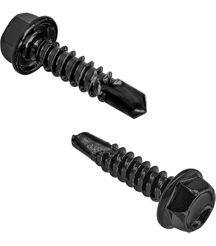 VGBUY 220-Piece #8 X 1/2" Self-Drilling Screws - 410 Stainless Steel, Black Zinc Plated, Hex Washer Head For Metal & Wood