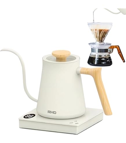 Panda Tea - Bouilloire Electrique à Col De Cygne - 900 ML - Bec Long Précis - Bouilloire Thermostat Réglable - Acier Inoxydable - Bouilloires électriques à Chauffage Rapide Pour L'eau