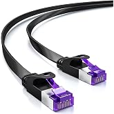 deleyCON 3m Flat Cat7 RJ45 10Gbit/s LAN Network Cable - Black | RJ45 Ethernet Patch Cable Flat Cable for Installation for Int