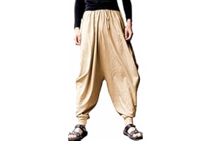 AITFINEISM Pantaloni Harem da Uomo Comodi Pantaloni Elastici in Vita Moda Tinta Unita Casual Yoga Hippies Pantaloni