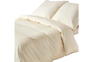 Homescapes 3-teiliges Perkal-Bettwäsche-Set Creme-vanille aus 100% ägyptischer Baumwolle, 1 Bettbezug 240x220 cm & 2 Kissenbezüge 80x80 cm