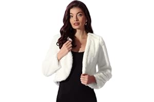 Allegra K Women's Christmas Evening Shrug Wedding Gown Fuzzy Formal Faux Fur Bolero Jacket