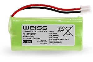 WEISS - MORE POWER + Weiss - Batteria per Siemens Gigaset A12 A120 A14 A140 AS140 AL4H A145 AS15 A160 A165 A240 A24 A245 A260 A26 A265 Q063 / T-Com Sinus 100 / Universum CL15 SL15, sostituisce: V30145-K1310-X383, S30852-D1640-X1 ecc., 700 mAh Ni-MH
