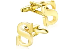 HAWSON letter A-Z uppercase silver-plated/gold cuff cufflinks, used as a formal business gift for marriage with a tuxedo shirt