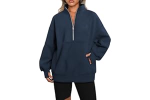 Famulily Women Half Zip Long Sleeve Pullover Sweatshirts Solid Relaxed Fit Winter Fleece Hoodies with Pocket S-XL