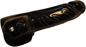 Himalayan Treasures Pierre de cristal d'obsidienne noire naturelle de 16,5 cm - Sculpture de p&eacute;nis phallus phallique - Pierre min&eacute;rale &eacute;rotique - Statue d'art nude A30