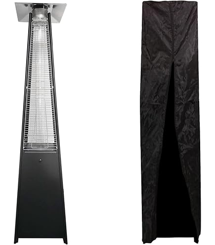 Poêle à Gaz PHE 95 Noir - Chaleur 360° 4-8kW - Effet Cheminée Avec Pierres De Lave - Intérieur/Extérieur