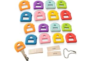 VYZUTR 16 Pezzi Copri Chiave Set in 8 Colori Identificatore per Chiavi in Silice Etichette di Codifica per Chiavi di Casa Piatte Standard (non Adatte per Chiavi di Forma Dispari)