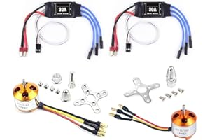 Tsudoku 2Pack 2212 1400Kv/2200Kv Brushless Outrunner Motor with Mount 10T/6T+30A ESC for Rc Aircraft Quadcopter Spare Parts