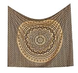 Magical Thinking Original Gold And Black Ombre Tapestry By RawyalCrafts Mandala Hippie Tapestry, Hippie Wall Hanging Tapestries, Bohemian Tapestries, Queen Mandala Home Decor By Monika Enterprises - 2