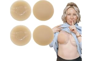 Frenaki 2 Pair Seamless Cake Cover Bra, Go Braless Seamless Cake Cover, Ultra Thin Invisible Bra, Reusable Adhesive Nipple Covers, Silicone Nipple Pasties