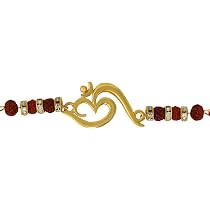 Mahi Brown & White Gold Plated Rakshabandhan OM Rakhi with ...