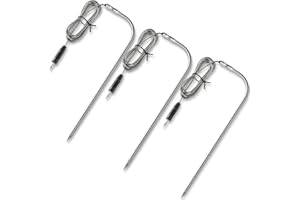 FLUTESAN 3 Pieces Waterproof Meat Temperature Probe Pellet Grill Temperature Probe BBQ Probe Replacement Part 2.5 mm Plug Temperature Probe