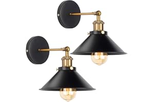 FIRVRE 2 Pack Nero Luci da parete industriali Ombrello Lampade da parete Loft Vintage Lampade da parete Sconce rustiche Lampada da parete E27 per cucina Sala da pranzo Corridoio Caffè Bar