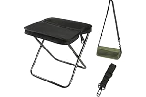 HDQQEU Campinghocker Faltbarer Rucksack Form Tragbarer Klapphocker Mini Klappstuhl Klein Falthocker Gartenhocker, Pocket Handbag Stool Ultraleicht & Stabil bis 120 kg für Angeln Picknick (Schwarz, Hoch 31CM)