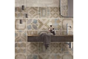 RE-COVERTILES - Pegatinas Adhesivas para Azulejos de Baño y Cocina 10 Piezas 20x20 cm - PS00172 Decoración de pared en PVC Azulejos Mosaico Impermeables estilo Cementina Azulejos
