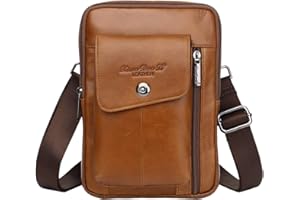 Xieben Vintage Leather Shoulder Messenger Bag for Men Travel Business Crossbody Pack Wallet Satchel Sling Chest Bags
