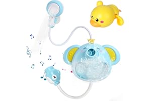 YINAKTIT Jouets de Bain pour Bebe - Éléphant Jouet de Bain Machine à Bulles avec Musique - avec Canard Jouet Flottant Jouet de Bain pour Bébé 1 2 3 4 5 6 Ans (Verte)