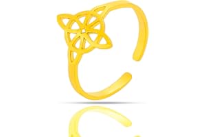 Only faith Bague Noeud de Sorcière Femme Bague Réglable en Acier Inoxydable Trisquel Talisman Celta Magico Protector