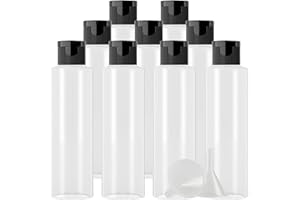 PQPAUTY 24 Pezzi 150ml flaconi vuoti da Trasparente in plastica da viaggio bottiglia di lozione con Tappo Flip Top Nero, ricaricabili, per lozione e shampoo Cosmetica Bottiglie Flaconi