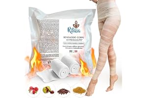 Ritalia® VENDAS FRIAS piernas acción DRENANTES REDUCTORAS Y REAFIRMANTE activos 100% VEGANOS - 2 vendajes extra largos para celulitis gluteos abdomen y caderas
