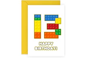 CENTRAL 23 Kartka na 13. urodziny dla chłopców - 13 klocków - kartka z okazji trzynastych urodzin dla nastolatków - blok do budowania - prezenty dla niego syna wnuka siostrzeńca - w zestawie z