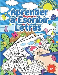 Aprender A Escribir Letras: Libro Infantiles Para La Escuela Primaria Con Dinosaurios, Preescritura 1, Primeros Ejercicios De Escritura,Educación ... Cuaderno De Actividades Infantiles - 4 Años