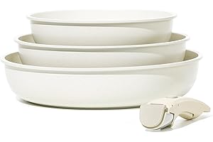 CAROTE Zestaw garnków i patelni nieprzywierających, nietoksyczny zestaw naczyń kuchennych z wyjmowanym/odłączanym uchwytem, nadaje się do piekarnika, naczynia do kampera, zestaw patelni